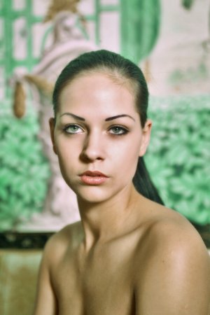 Ria A – Brunette plays with her naked body photo 1